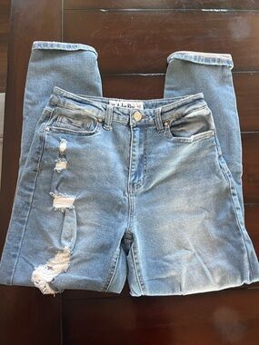 Indigo Rein Light Blue High-Rise Distressed Jeans
